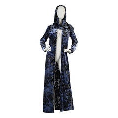 Roland Klein Devore Velvet Tree Pattern Maxi Jacket + Scarf