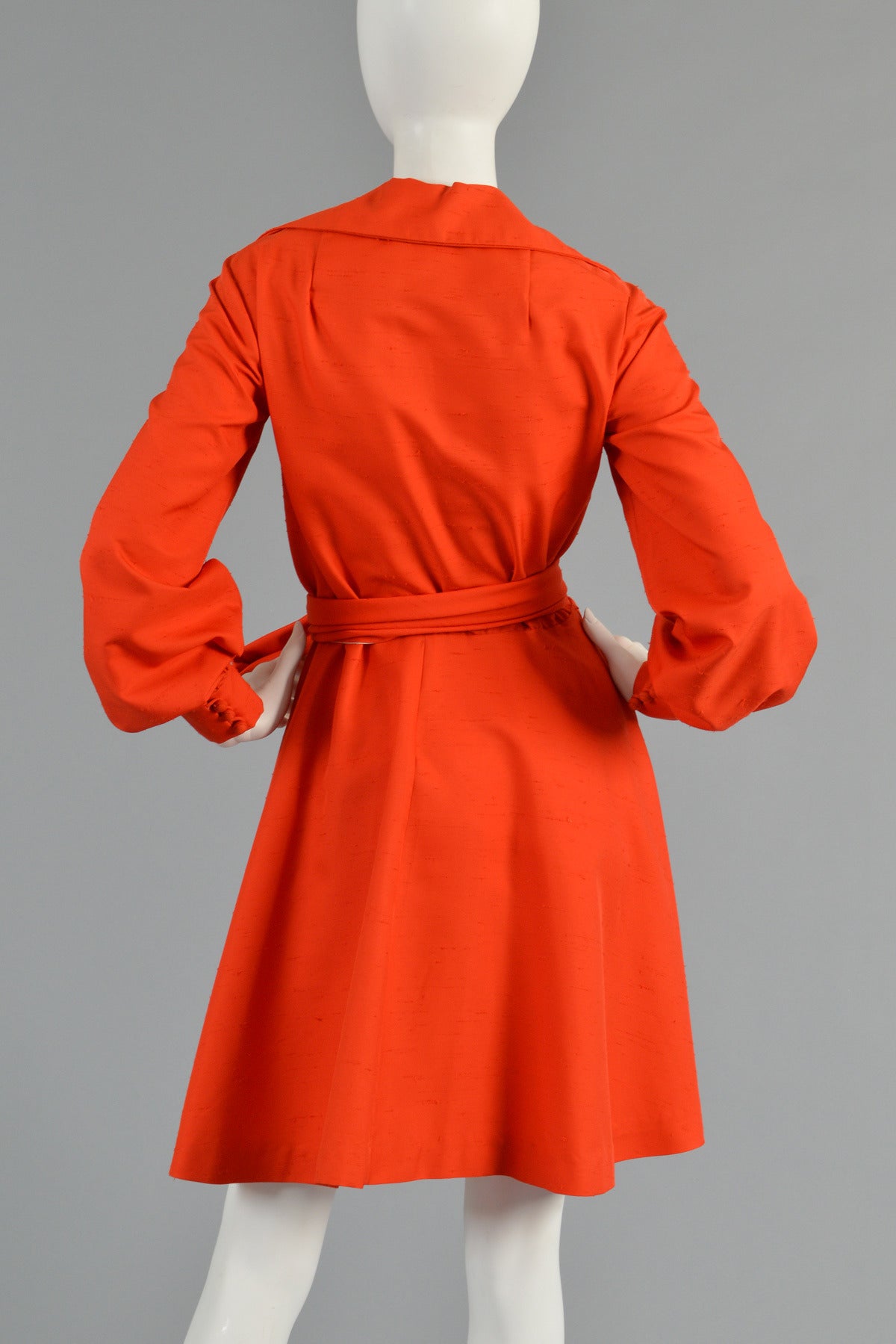 1970's Geoffrey Beene Silk Dress with Contrasting Sash For Sale 3