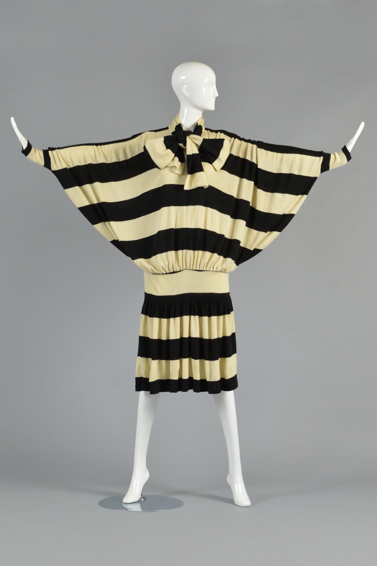 Beige Early Norma Kamali Striped Knit Dress