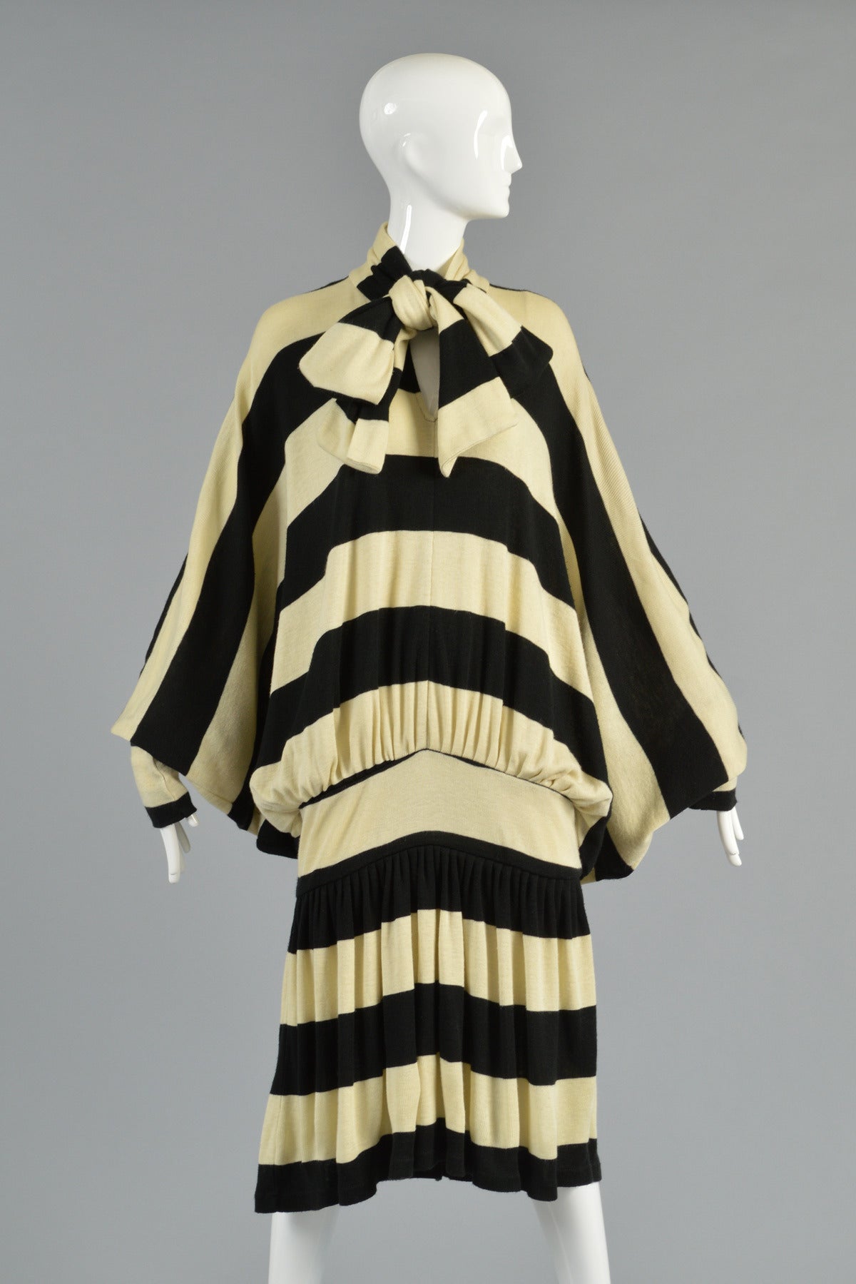 Early Norma Kamali Striped Knit Dress In Excellent Condition In Yucca Valley, CA