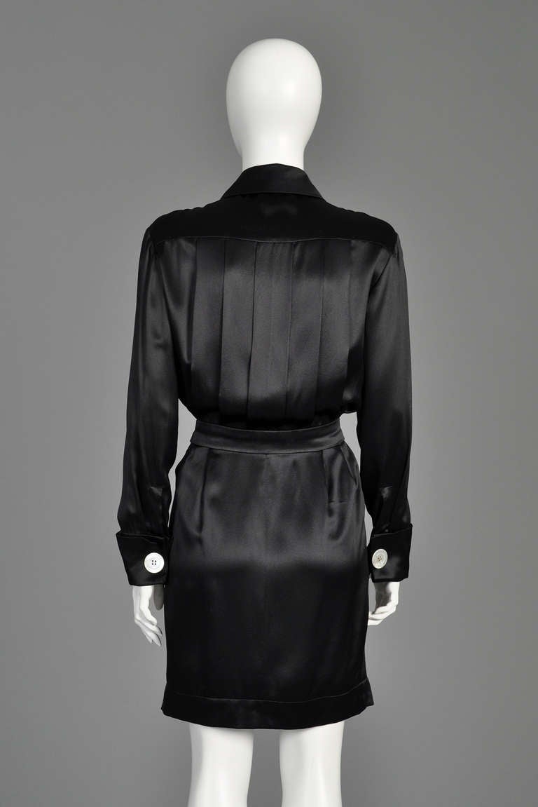 Chanel Giant Button Pleated Silk Dress 4