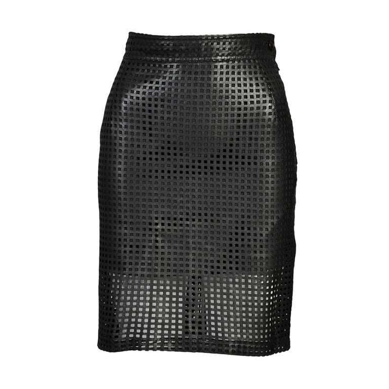 Gianfranco Ferre Cutout Leather Cage Skirt at 1stdibs