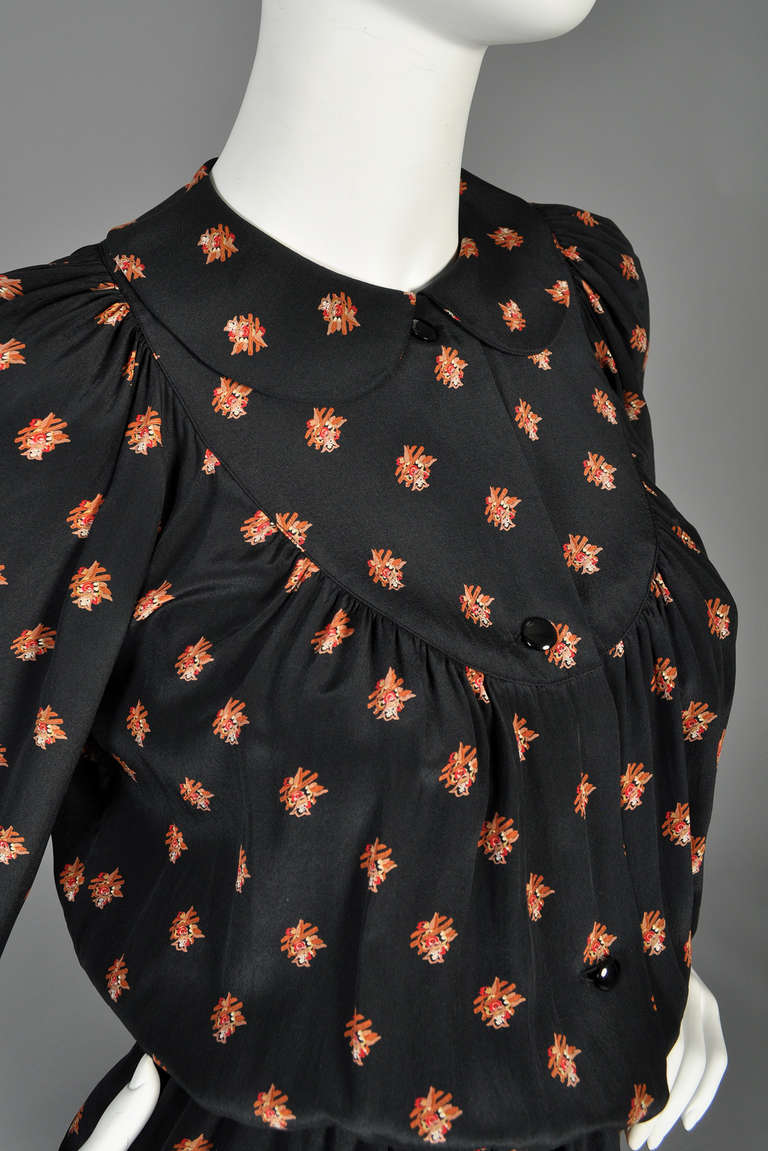 Christian Dior Micro Floral Silk Blouse with Peplum 2