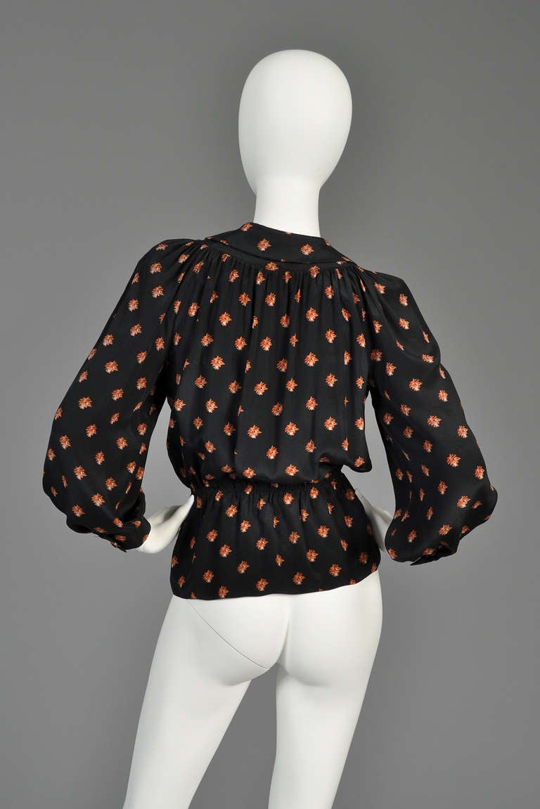 Christian Dior Micro Floral Silk Blouse with Peplum 3