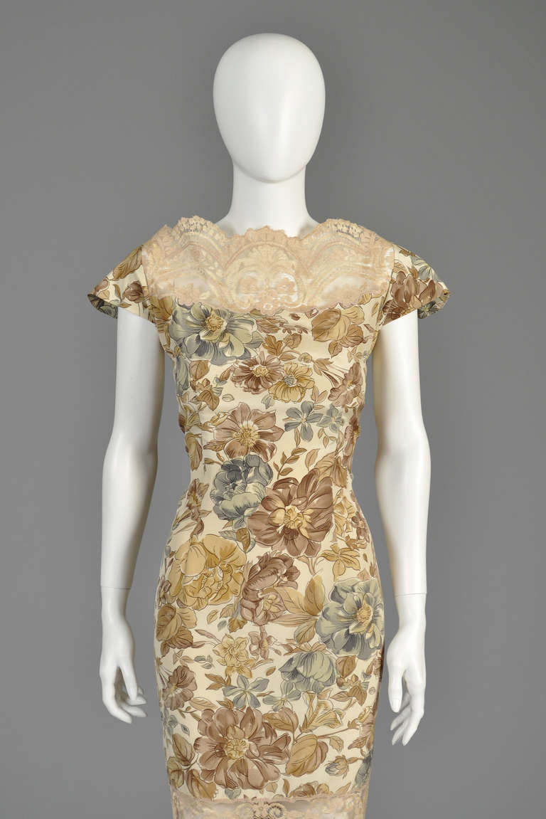 Women's Valentino Silk + Lace Floral Dress