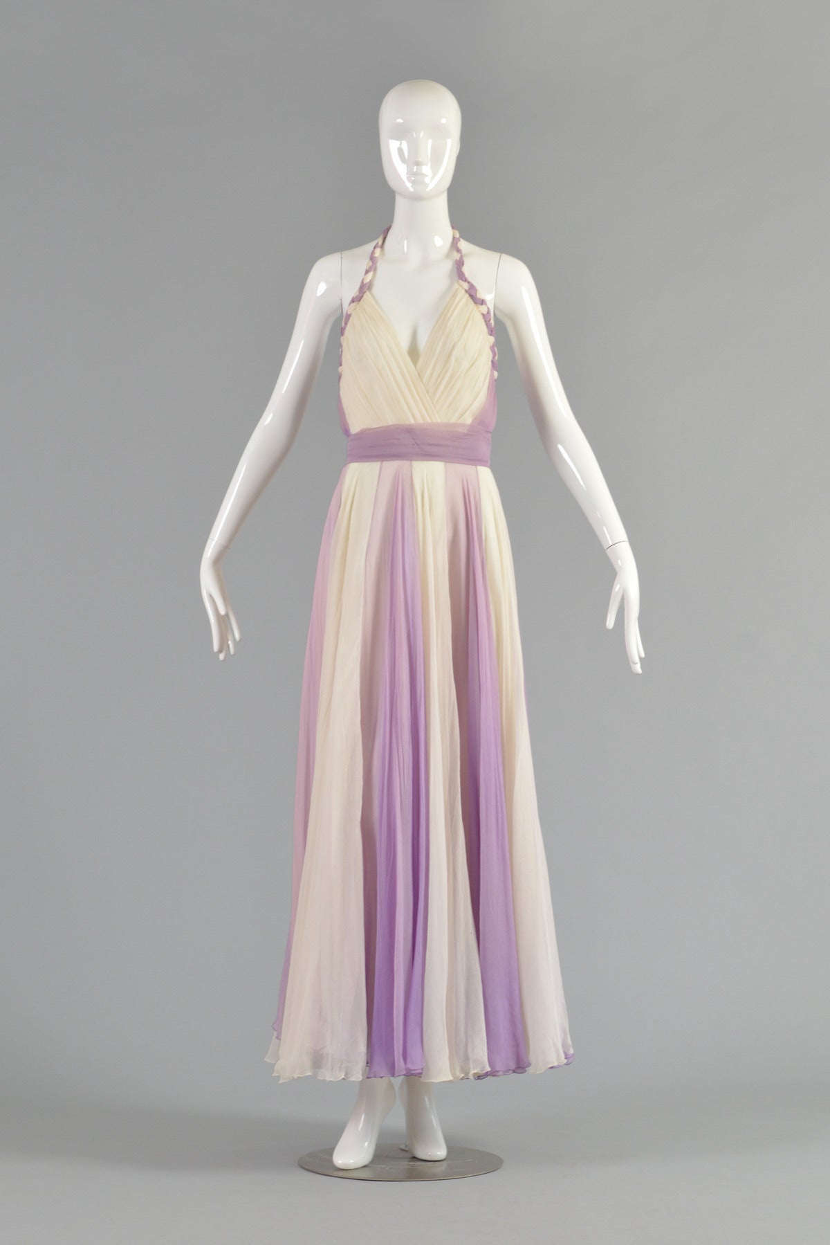 Absolutely gorgeous 1960's purple and white silk chiffon gown in the manner of Helen Rose. Top quality and could easily be Helen's work but alas, like many of her costume pieces, there are no labels!  

Like Ms Rose's work, the bodice of the dress