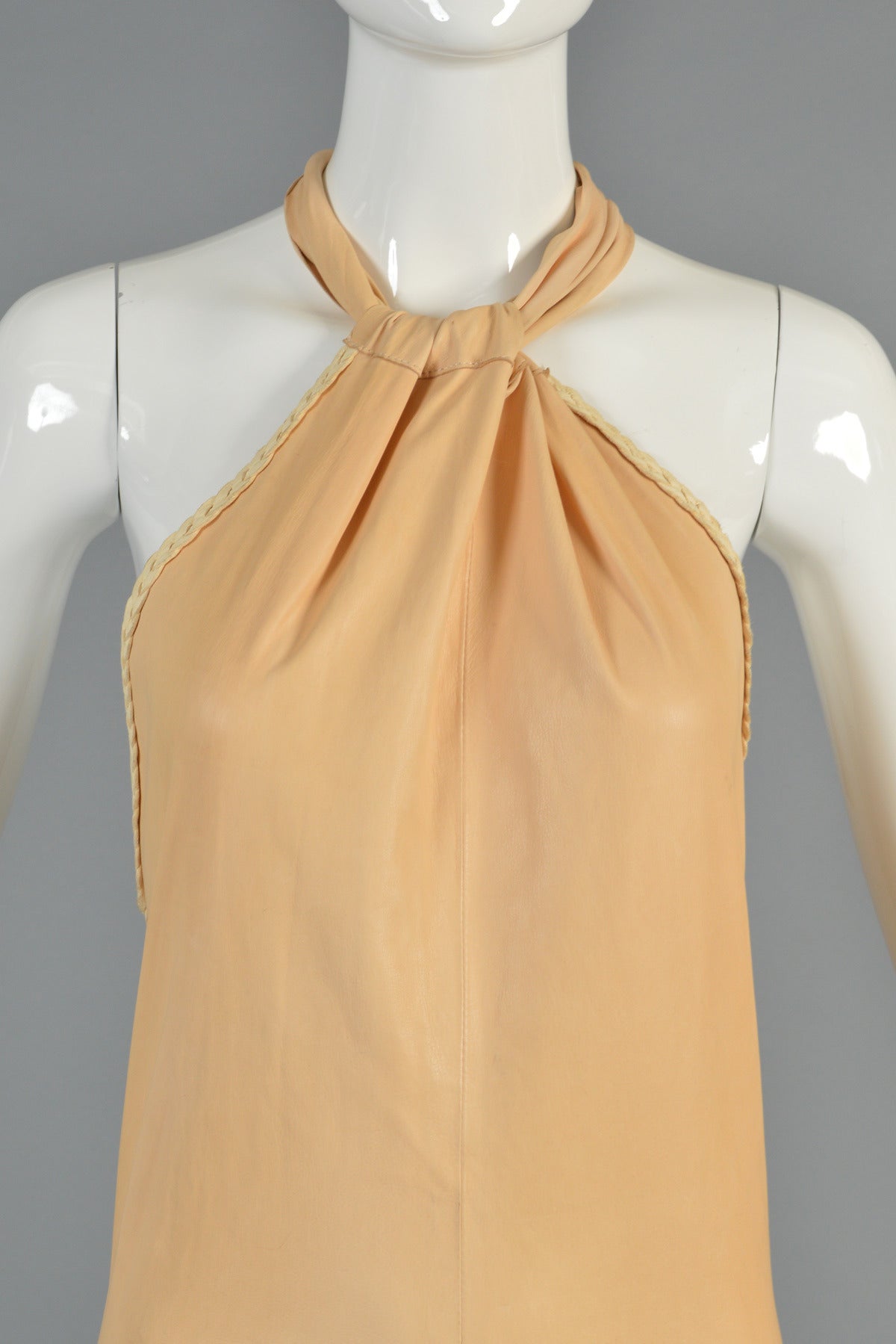 Women's Seductive Jean Claude Jitrois Bum-Skimming Leather Halter Dress
