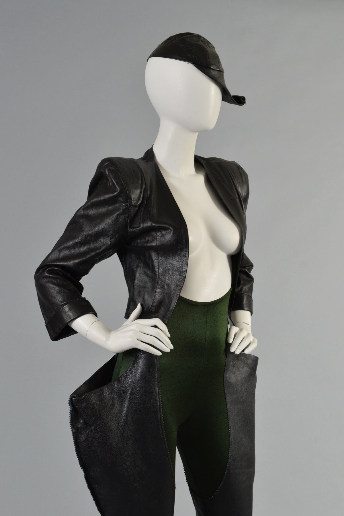 1979 Norma Kamali OMO 3-Piece Leather and Spandex Ensemble For Sale 2