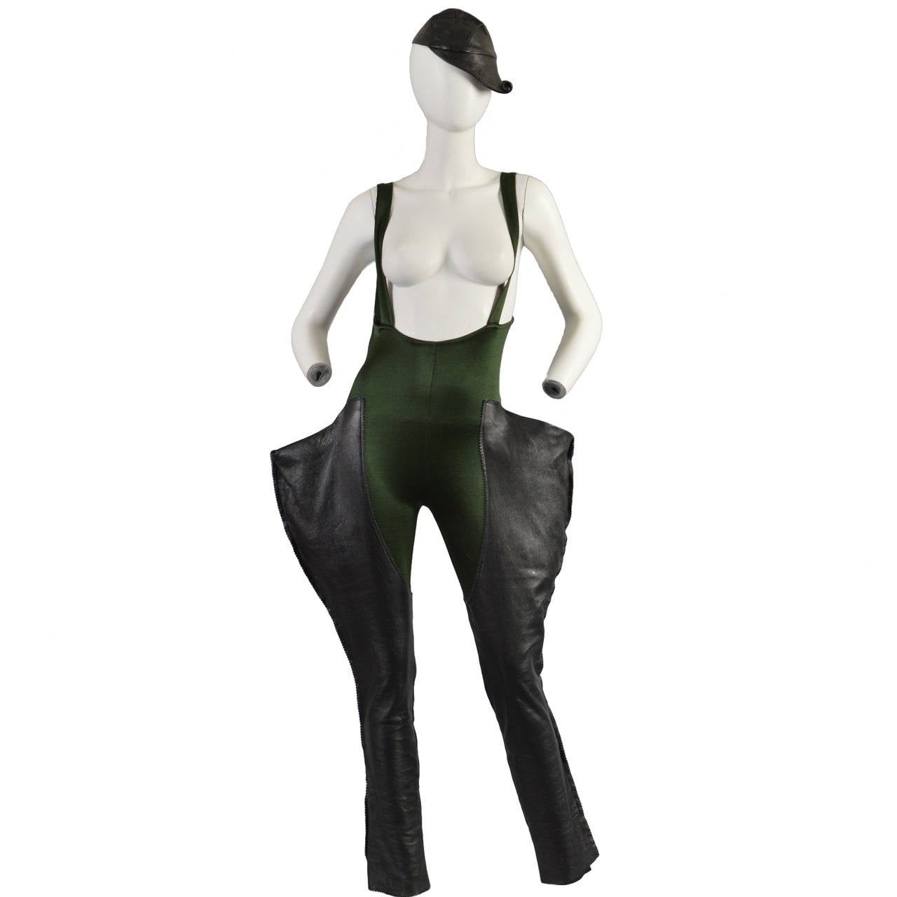 1979 Norma Kamali OMO 3-Piece Leather and Spandex Ensemble For Sale
