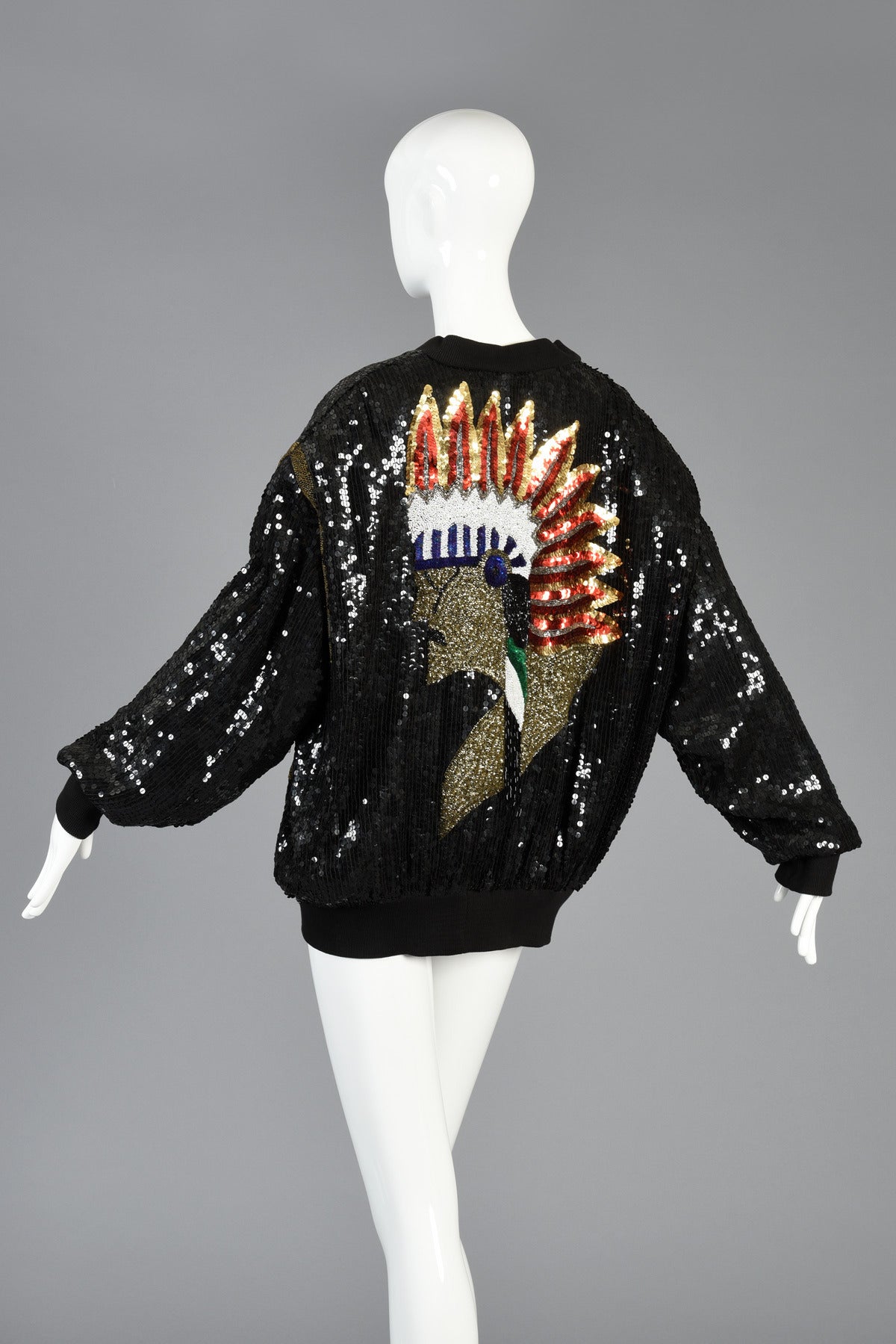 Women's Indian Chief Sequined Bomber Jacket