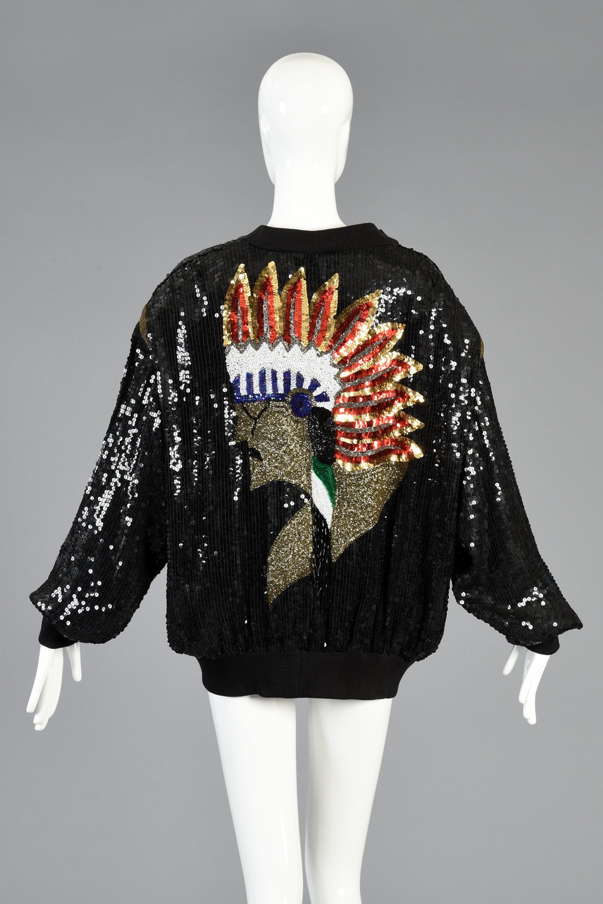 Indian Chief Sequined Bomber Jacket 1