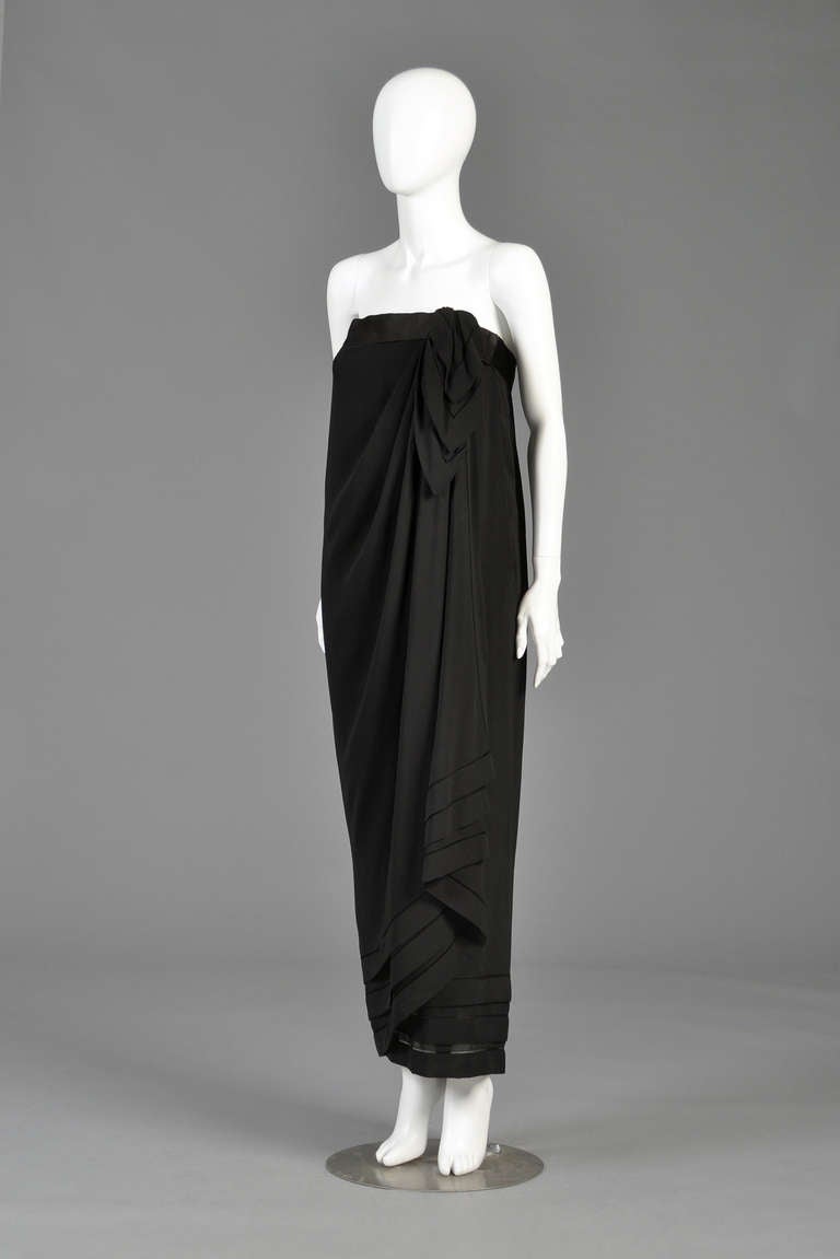Late 1970s Guy Laroche Haute Couture Draped Gown For Sale 1
