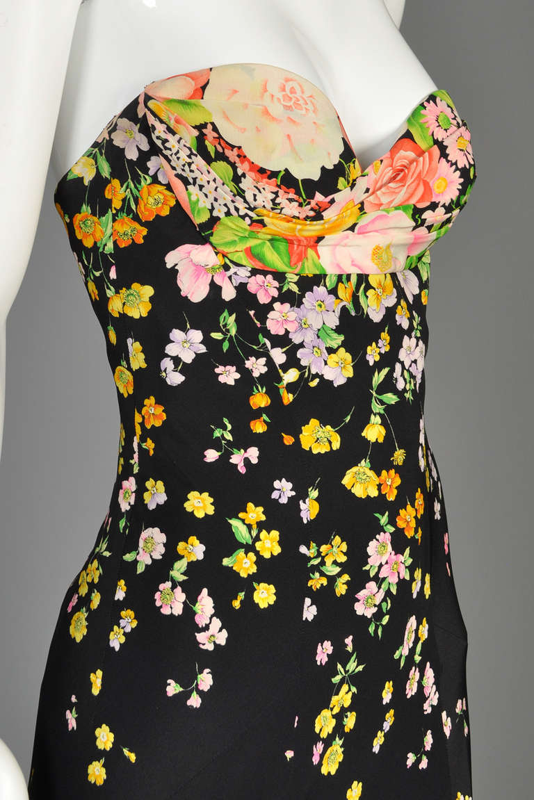 Iconic 1993 Gianni Versace Couture Floral + Polkadot Silk Gown 4