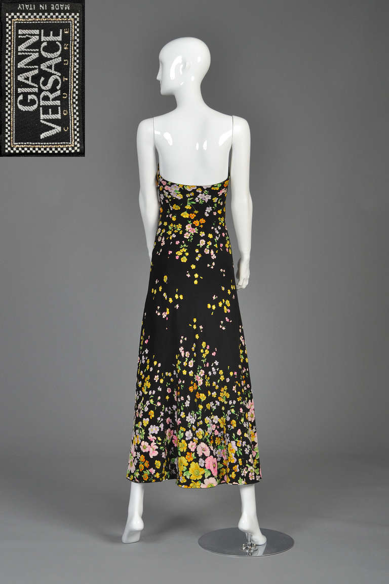 Iconic 1993 Gianni Versace Couture Floral + Polkadot Silk Gown 5