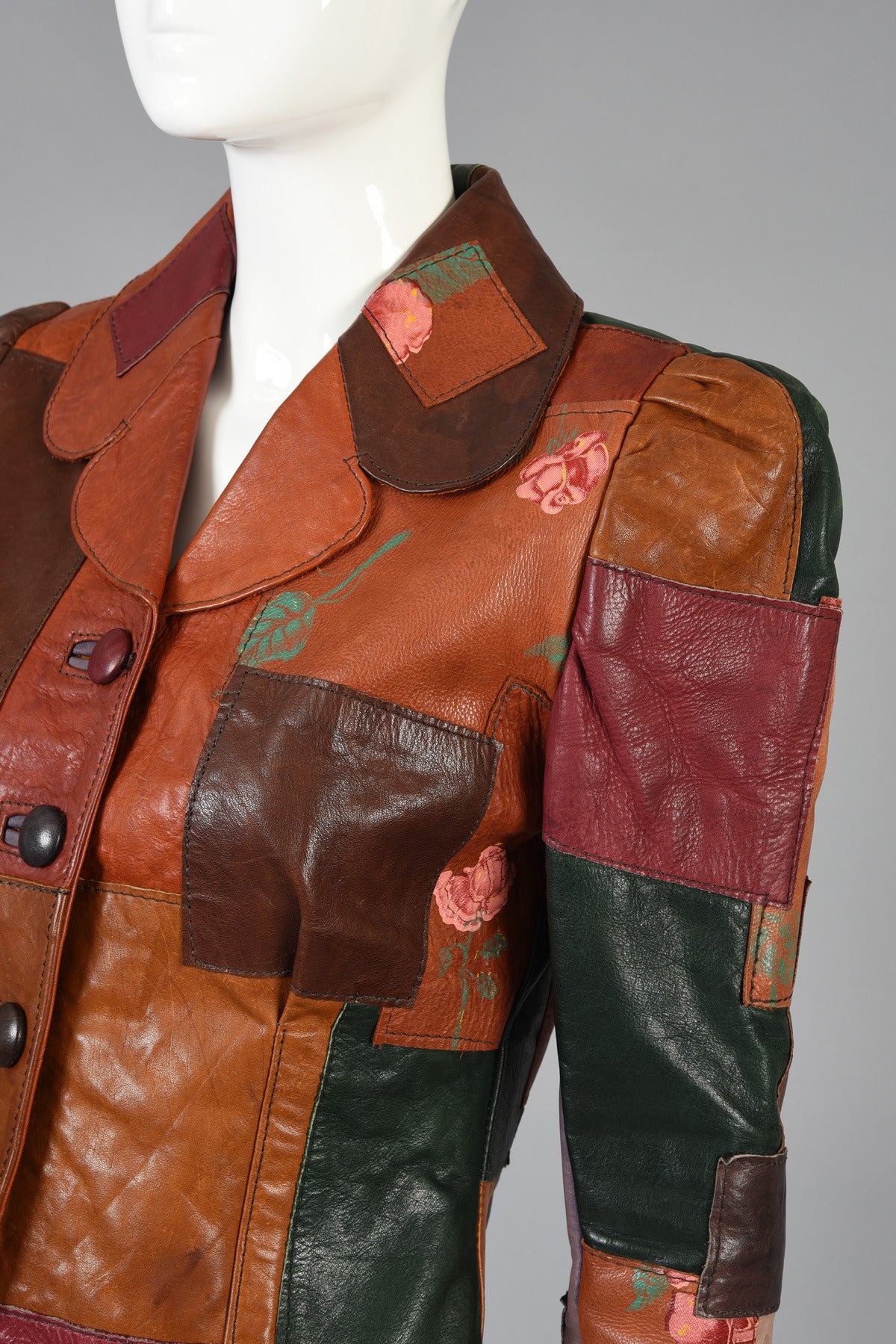 Gandalf the Wizard Floral Patchwork Leather Jacket 1