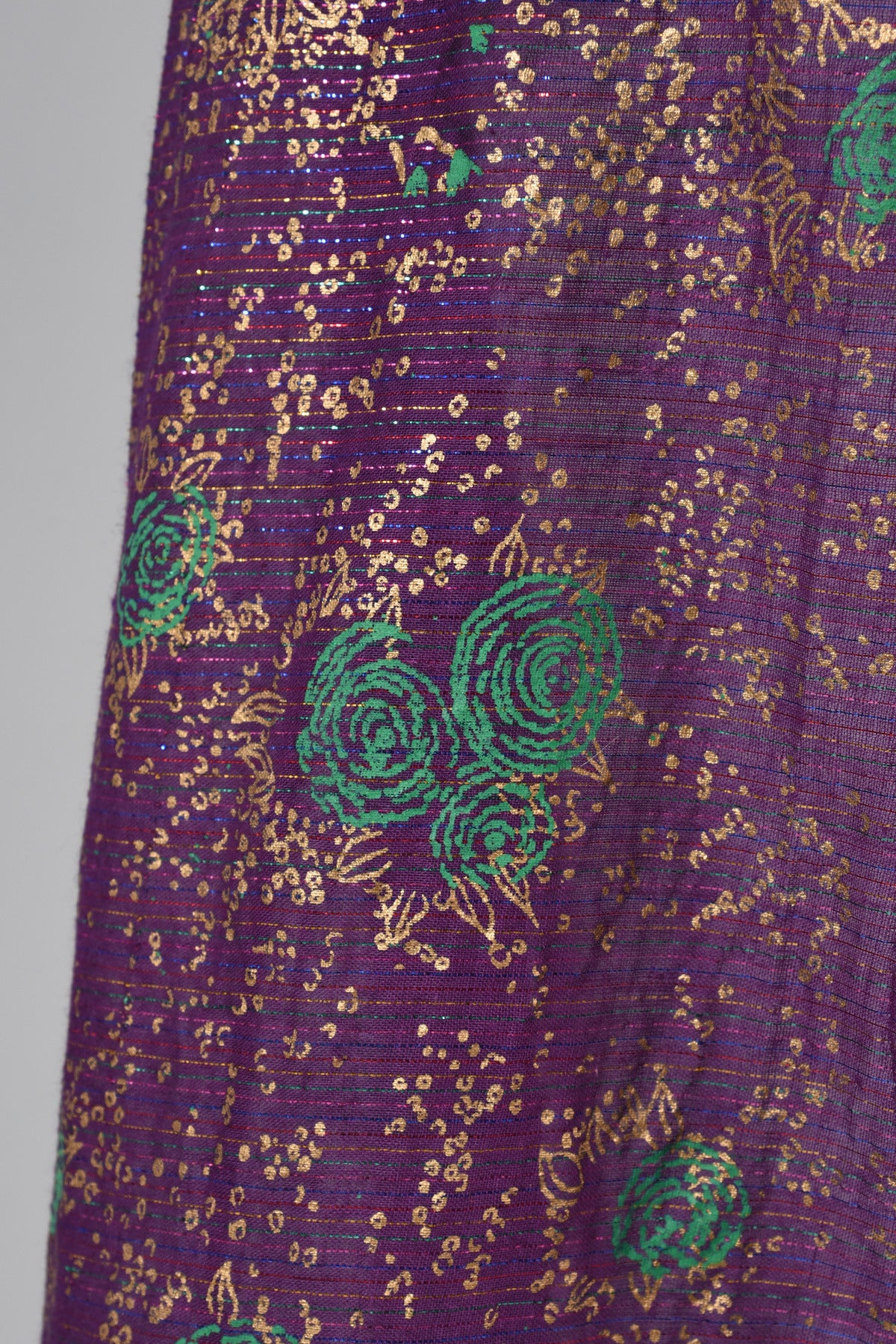 Women's 1970s Indian Jumpsuit with Metallic Painted Florals