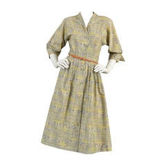 1940's "Garden of Eden" Novelty Printed Shirt Dress