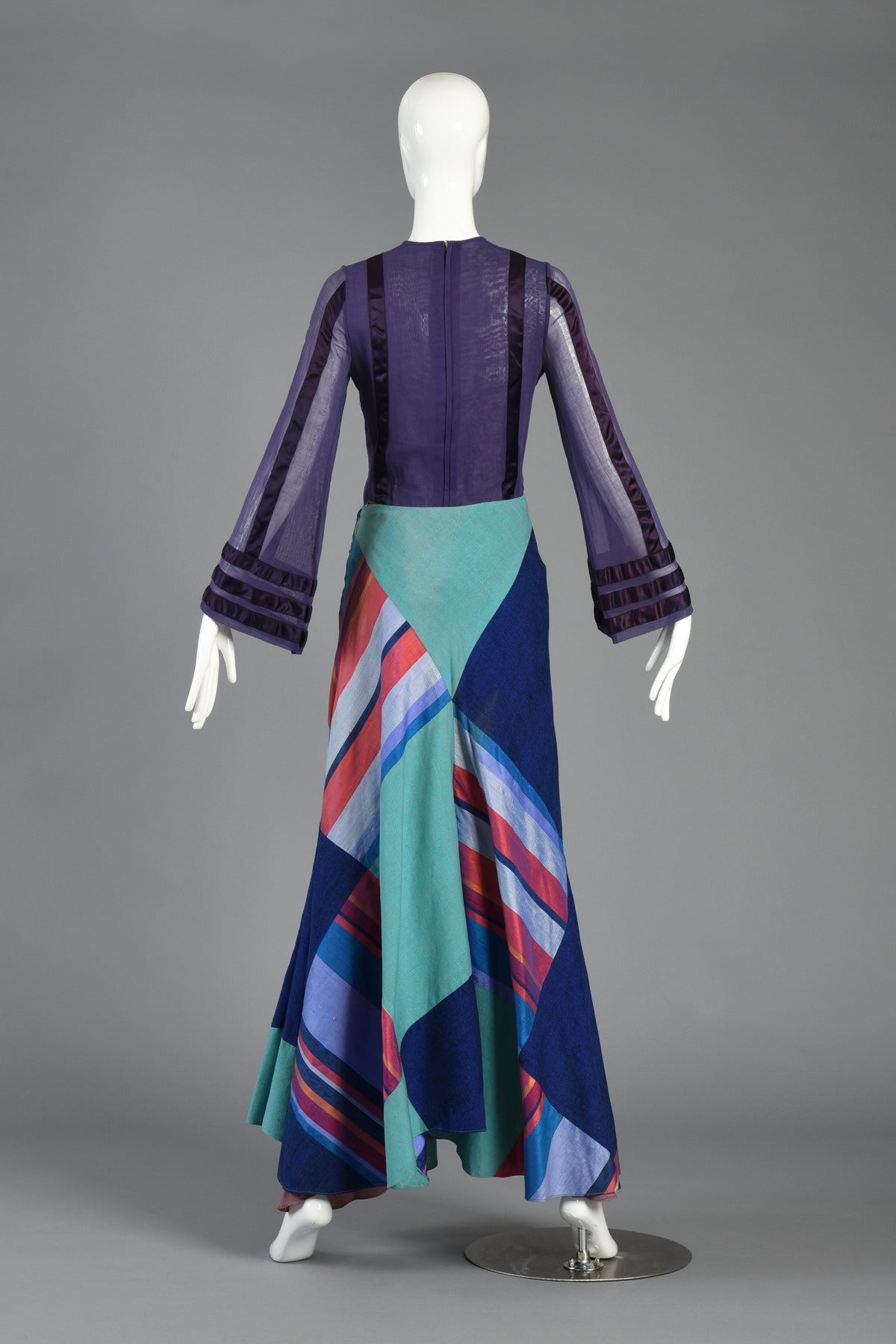 1970's Thea Porter Couture Patchwork Silk Skirt For Sale 4