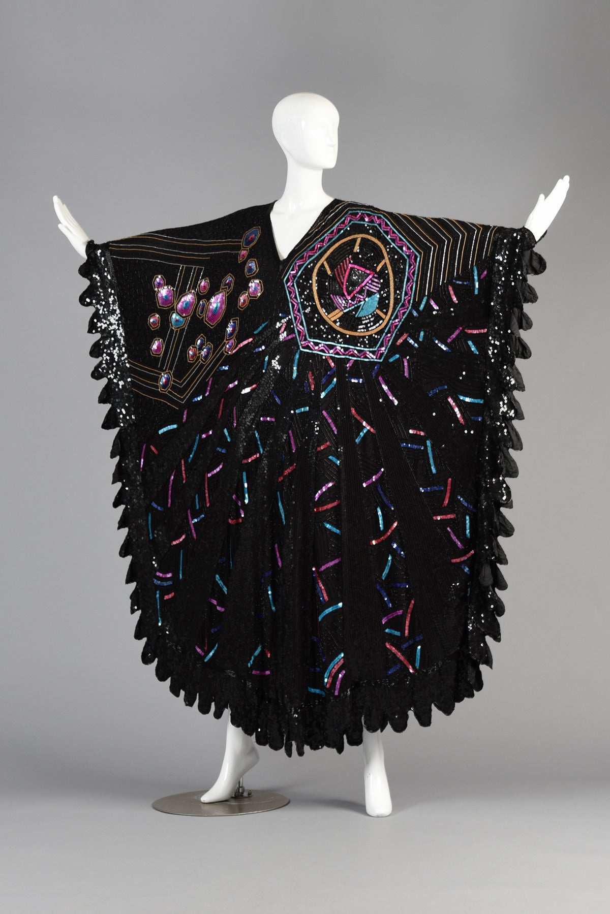 Superb 1980's Sequin + Bead Encrusted Caftan Dress 1