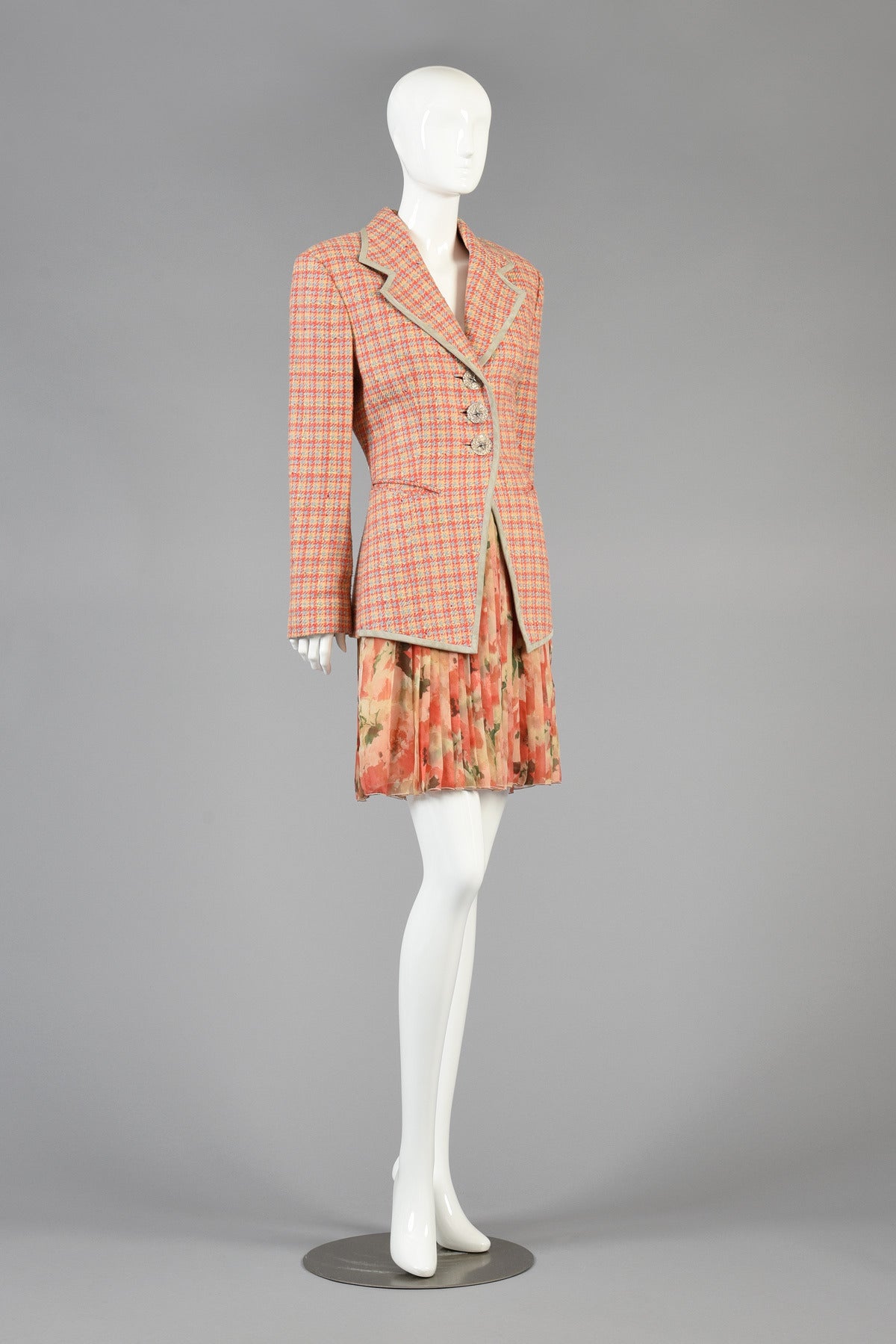Women's 1990's Christian Dior Houndstooth Plaid Jacket For Sale