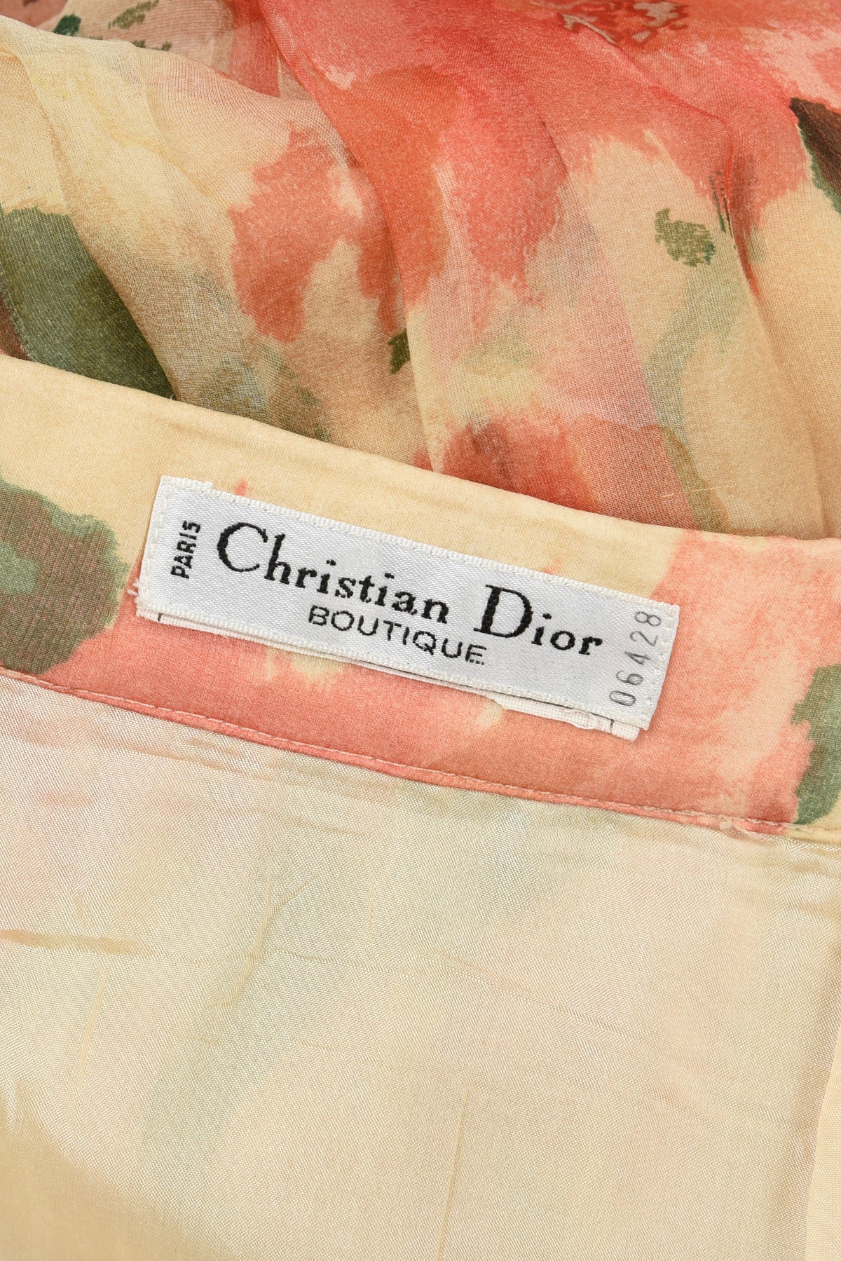 1990's Christian Dior Numbered Pleated Floral Silk Skirt For Sale 4