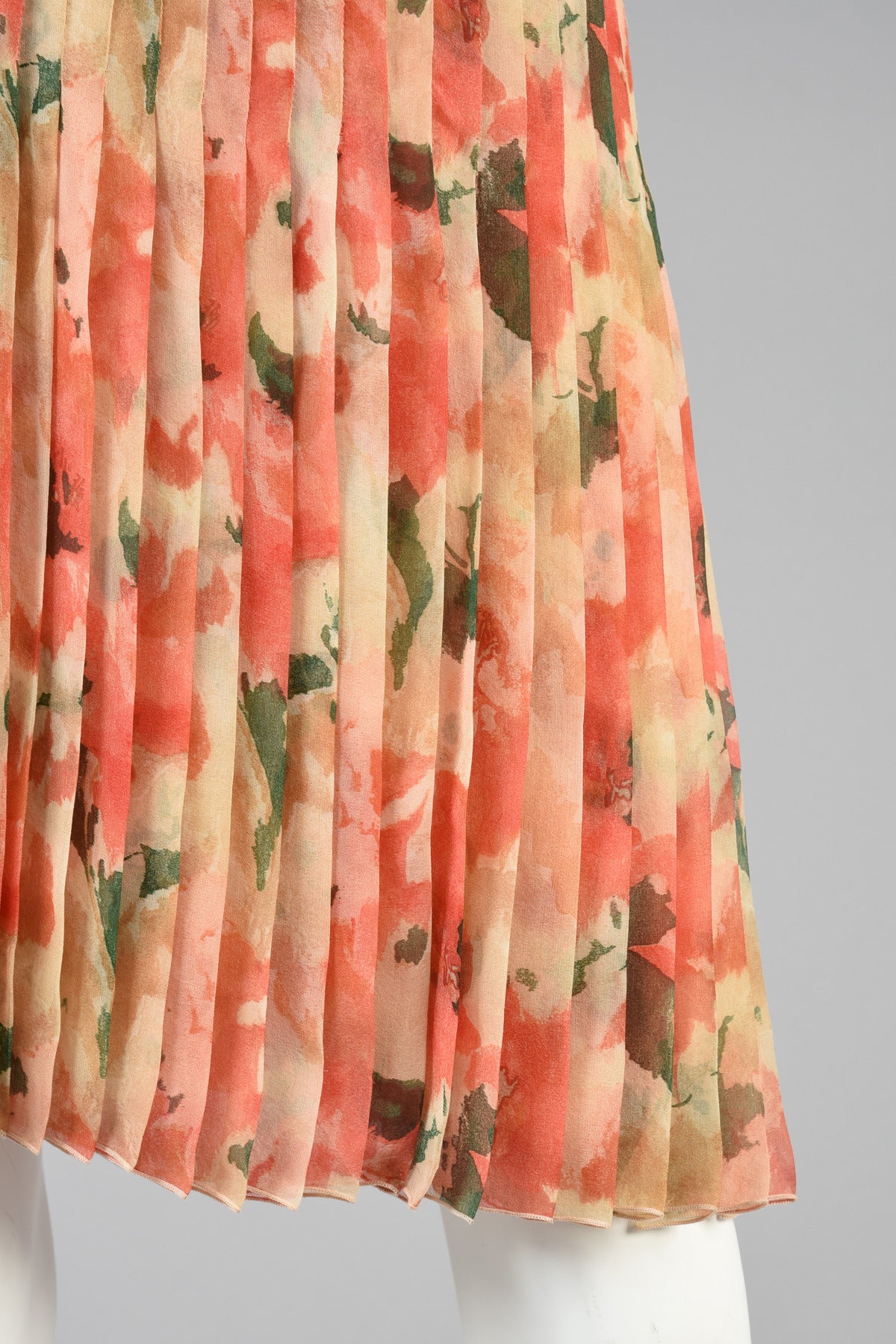 Women's 1990's Christian Dior Numbered Pleated Floral Silk Skirt For Sale