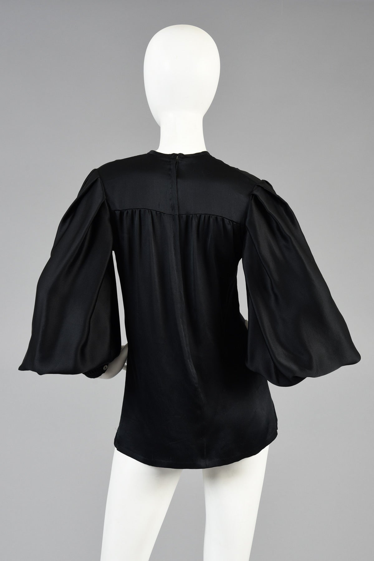 1970's Thea Porter Couture Silk Blouse with Massive Blouson Sleeves For ...