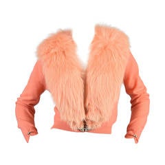 Dalton 1950's Salmon Cashmere + Fox Fur Cardigan