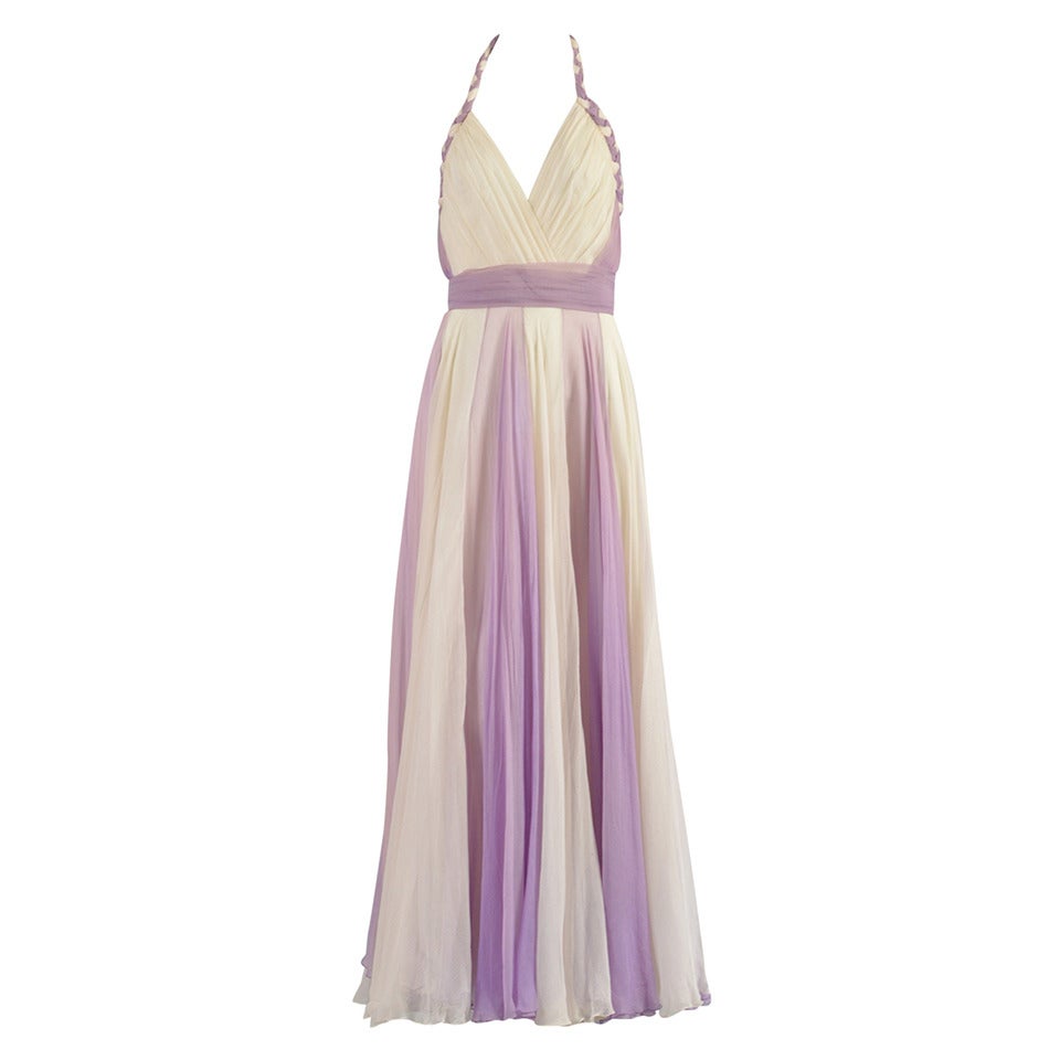 1960's Silk Chiffon Evening Gown in the manner of Helen Rose