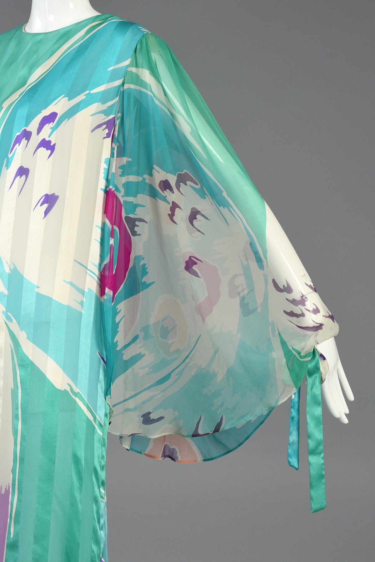 Hanae Mori Silk Caftan with Massive Draped Sleeves 3