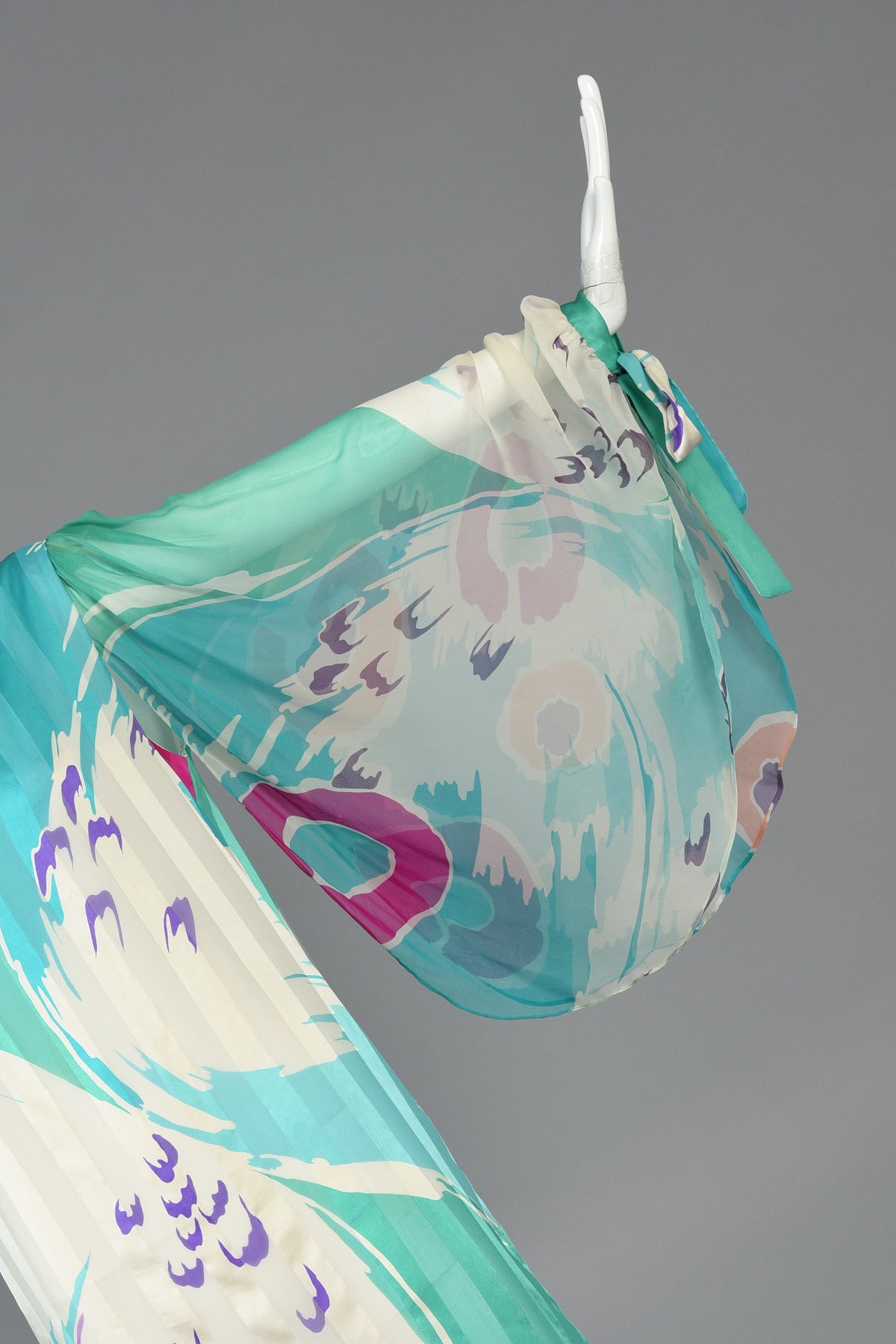 Hanae Mori Silk Caftan with Massive Draped Sleeves 4