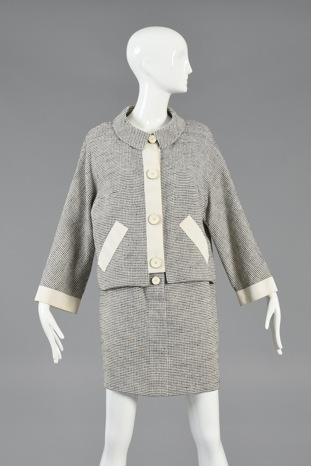 Gray Karl Lagerfeld 1990s Monochrome Sack Dress and Jacket For Sale