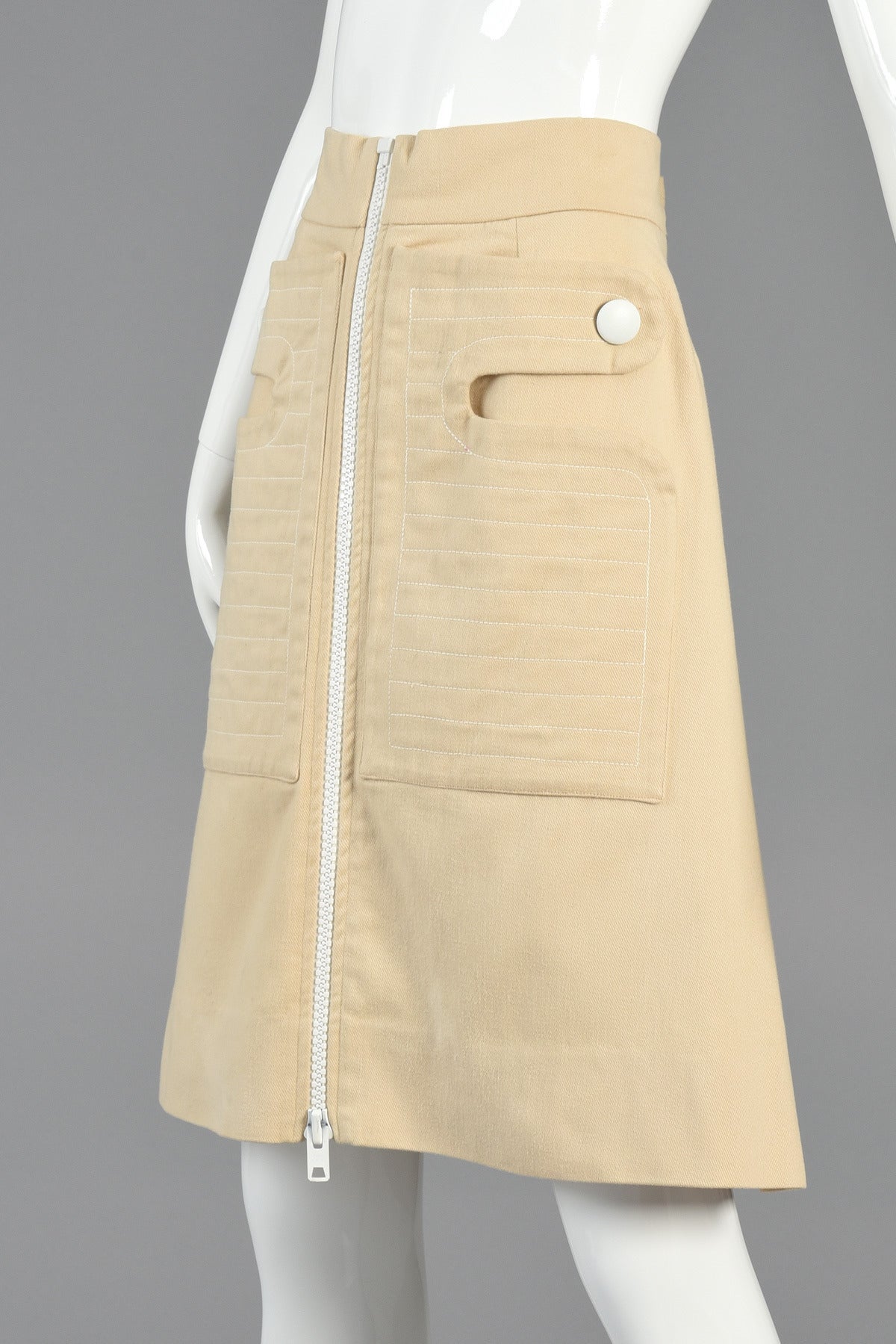 Pierre Cardin 1960's Zip Front Space Age Skirt For Sale 1