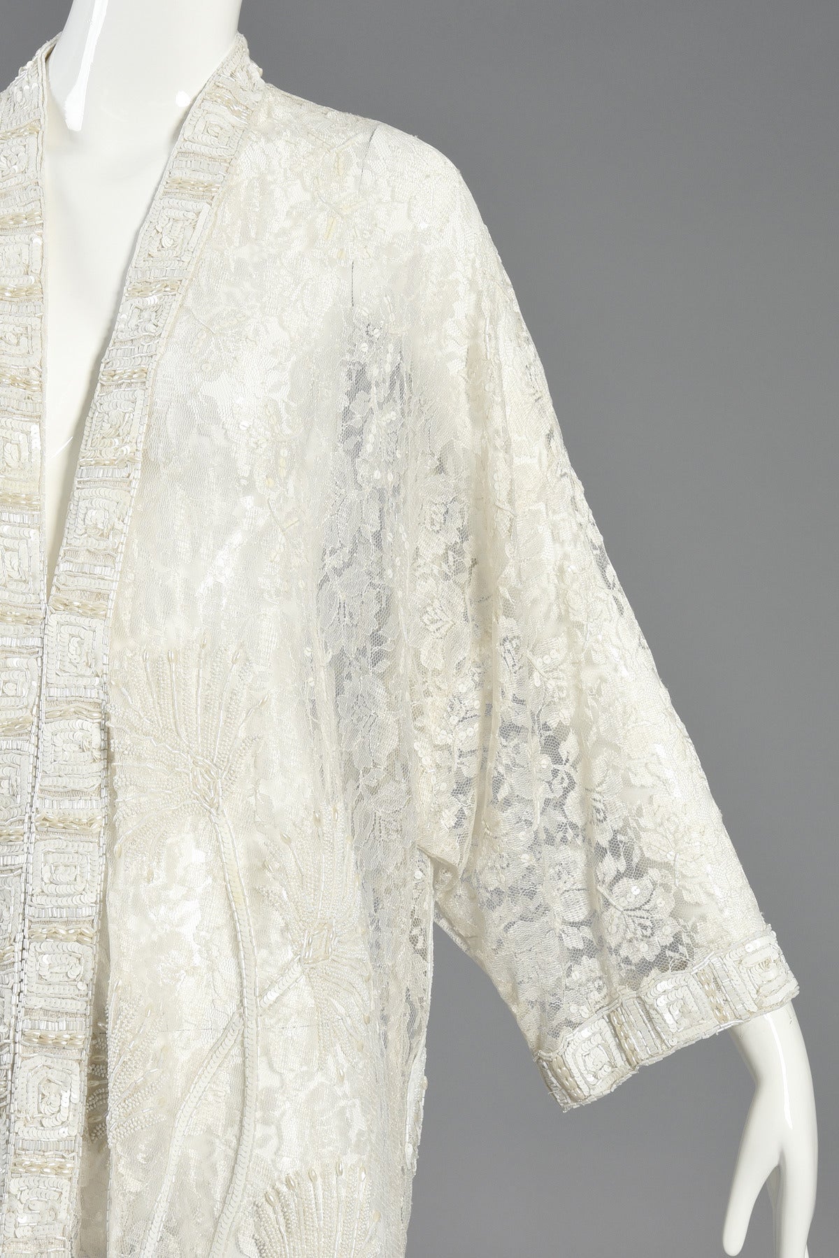 Women's Art Nouveau Inspired Beaded Lace Kimono Jacket