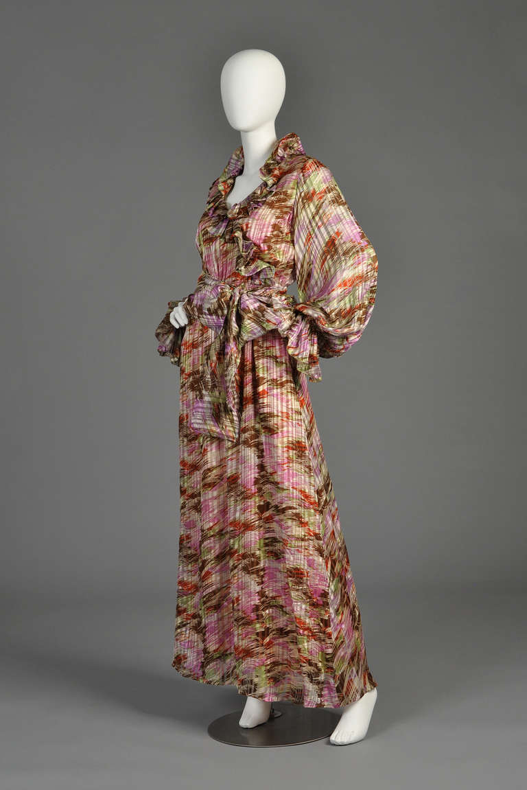 Lilya Nicis 1970s Silk Maxi Dress with Blouson Sleeves 2