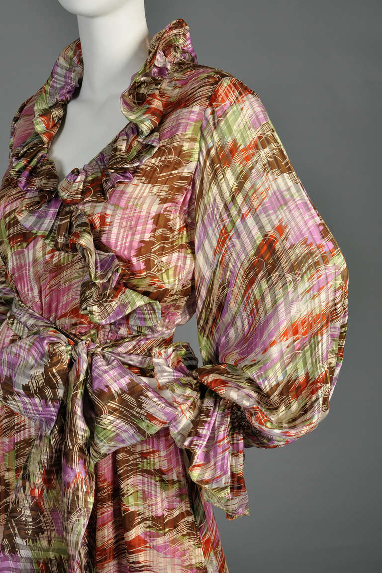 Lilya Nicis 1970s Silk Maxi Dress with Blouson Sleeves 4