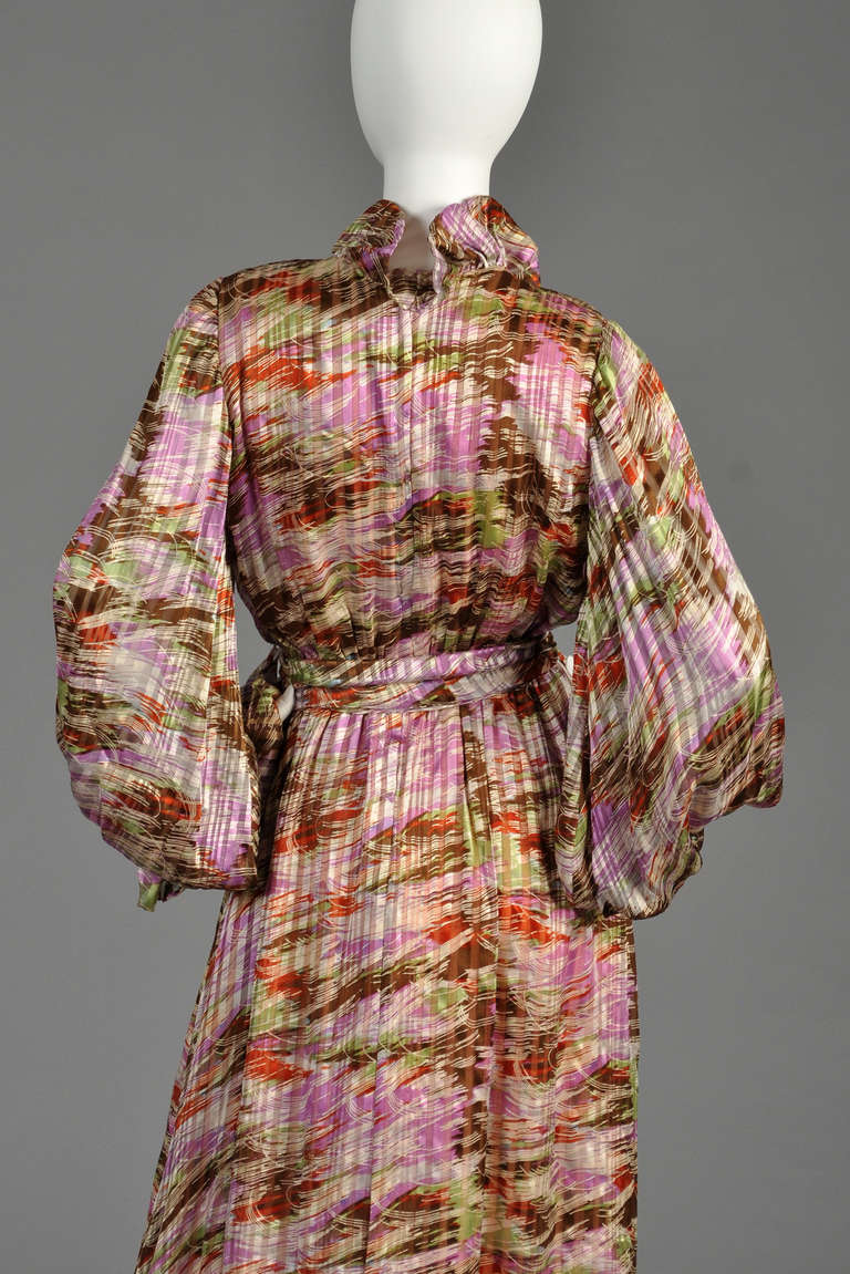 Lilya Nicis 1970s Silk Maxi Dress with Blouson Sleeves 6