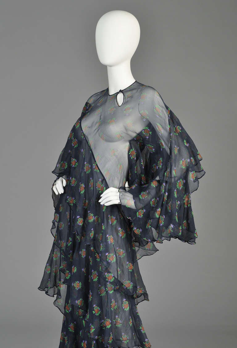 Ossie Clark 1970 Ziggy Stardust Dress w/ Celia Birtwell Silk Florals 2