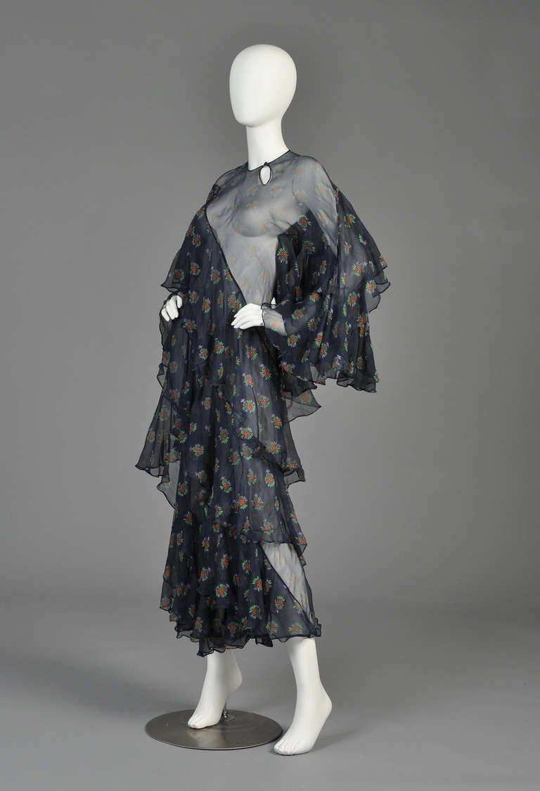 Ossie Clark 1970 Ziggy Stardust Dress w/ Celia Birtwell Silk Florals 3