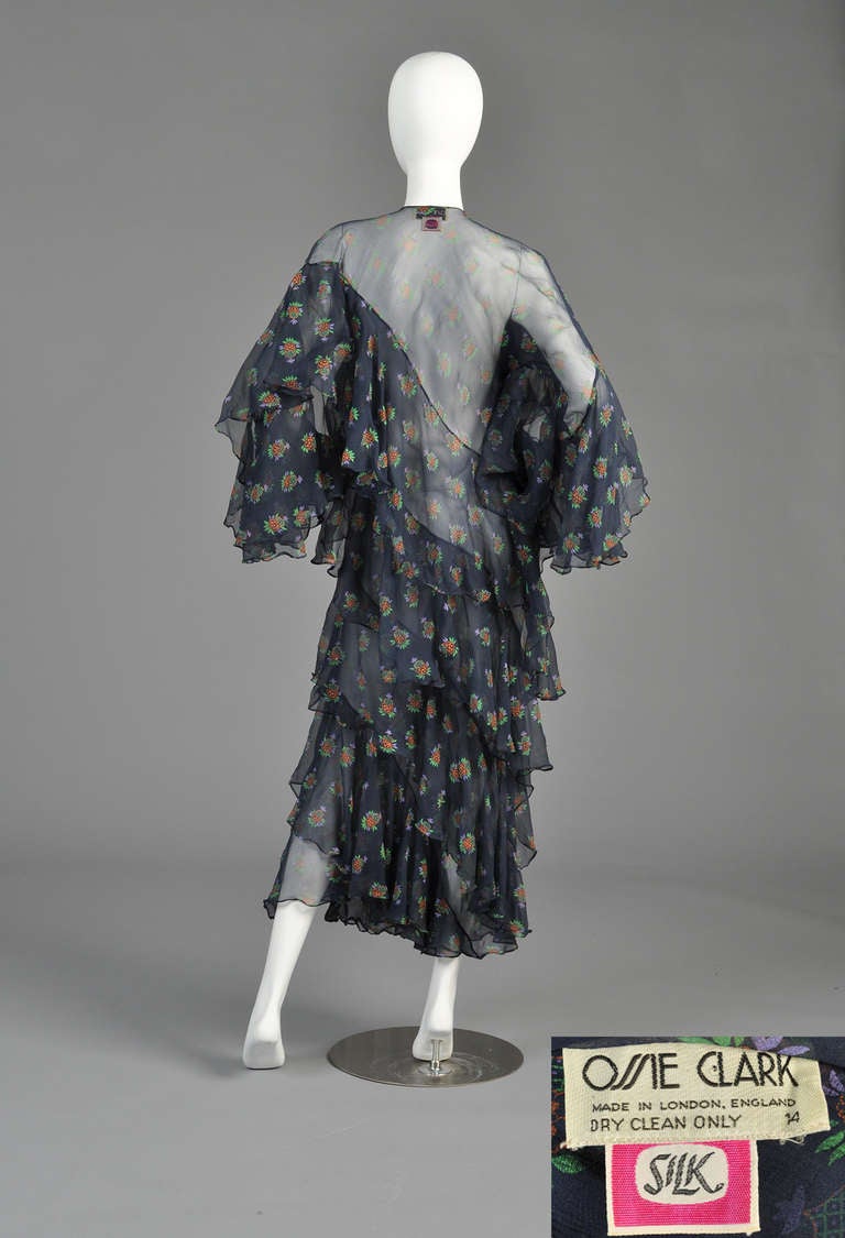 Ossie Clark 1970 Ziggy Stardust Dress w/ Celia Birtwell Silk Florals 5