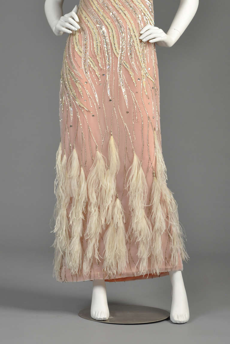 Ruben Panis Beaded Ostrich Feather Gown 1