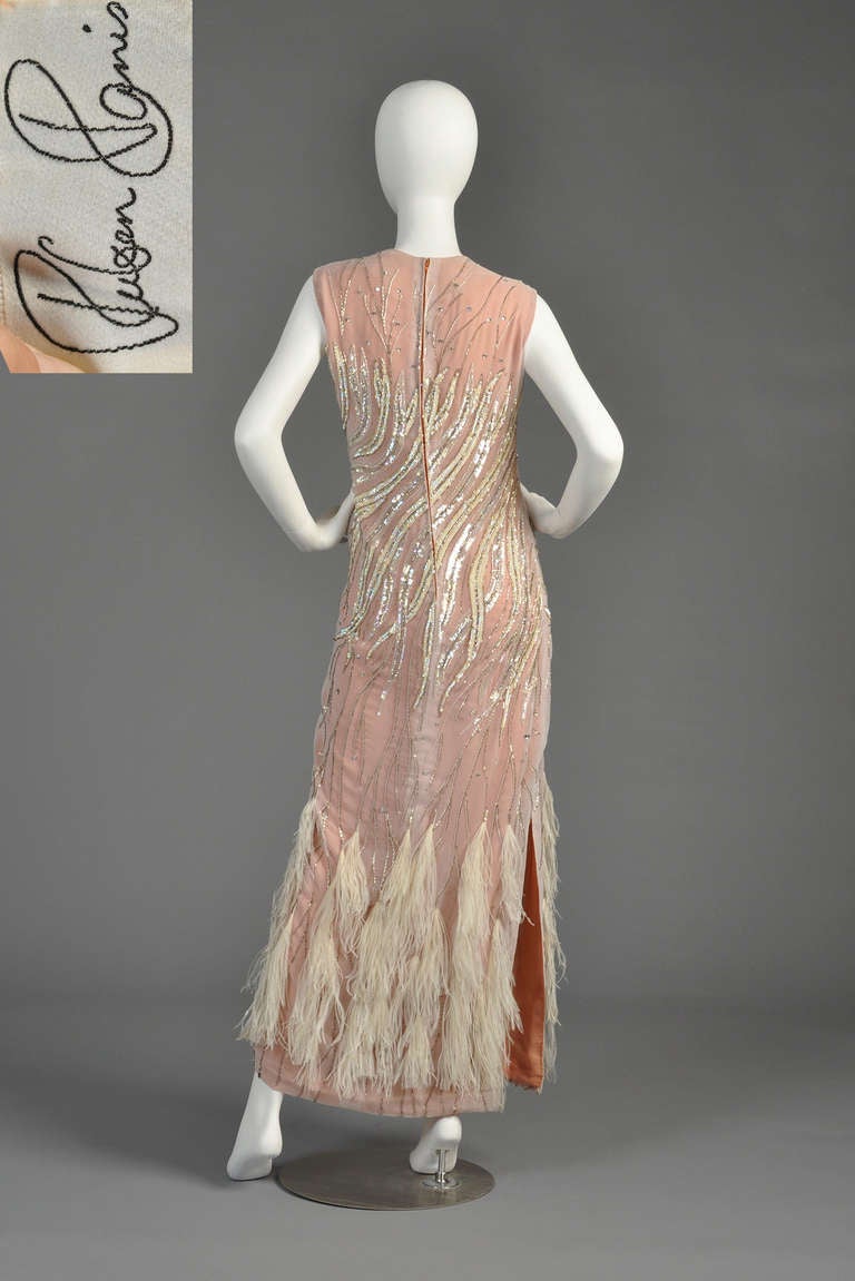 Ruben Panis Beaded Ostrich Feather Gown 6