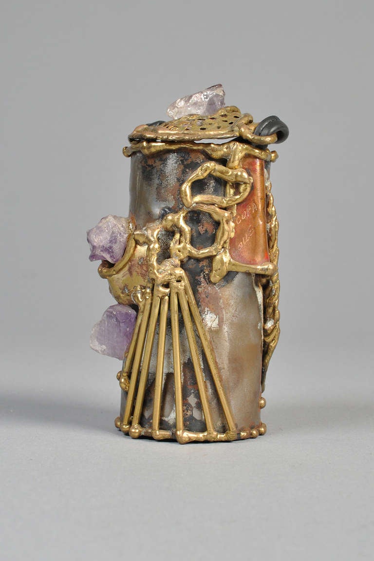 Brutalist Copa Collection Brass + Amethyst Cylindrical Purse 2