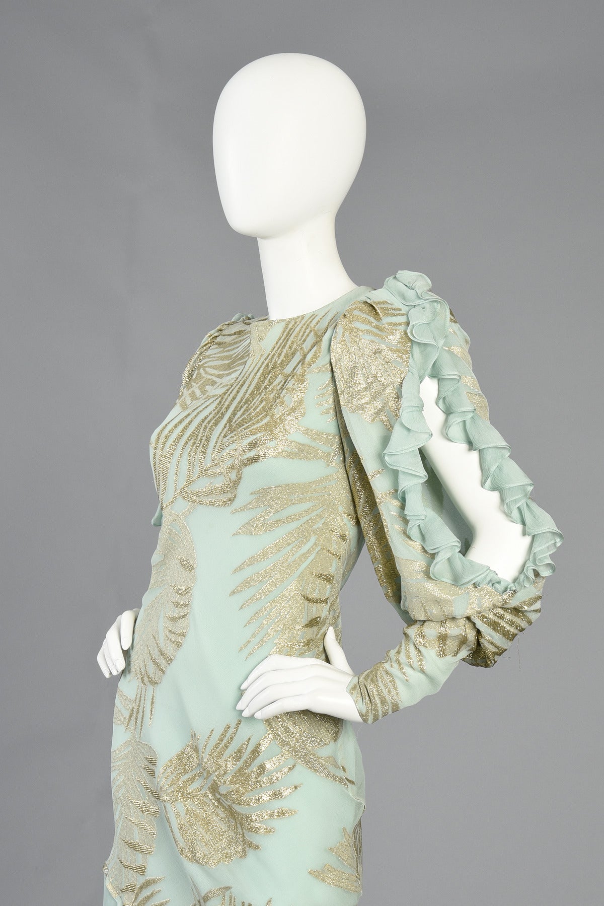 Judy Hornby Couture Silk + Lamé Asymmetric Evening Dress For Sale 2