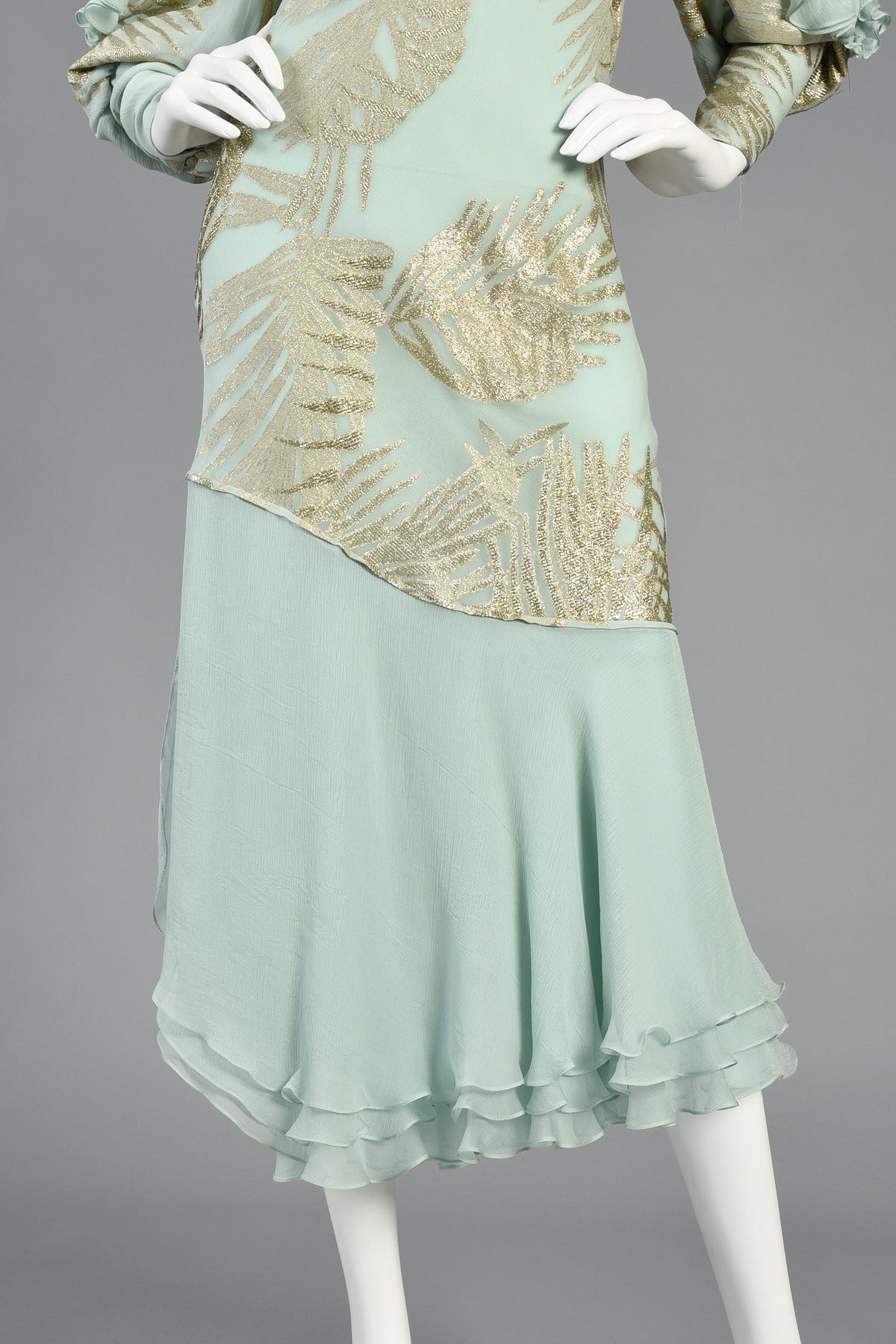 Judy Hornby Couture Silk + Lamé Asymmetric Evening Dress For Sale 1