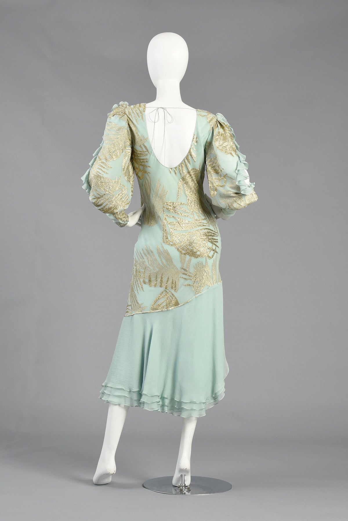 Judy Hornby Couture Silk + Lamé Asymmetric Evening Dress For Sale 5