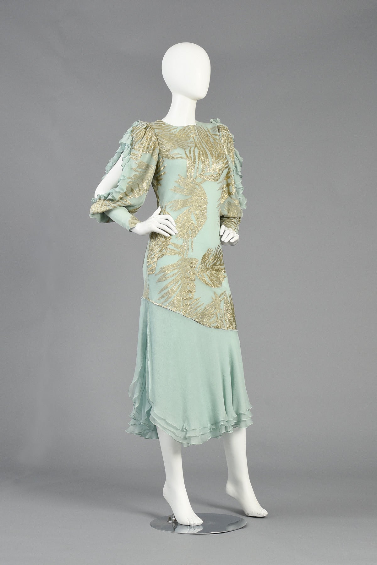 Judy Hornby Couture Silk + Lamé Asymmetric Evening Dress For Sale 4