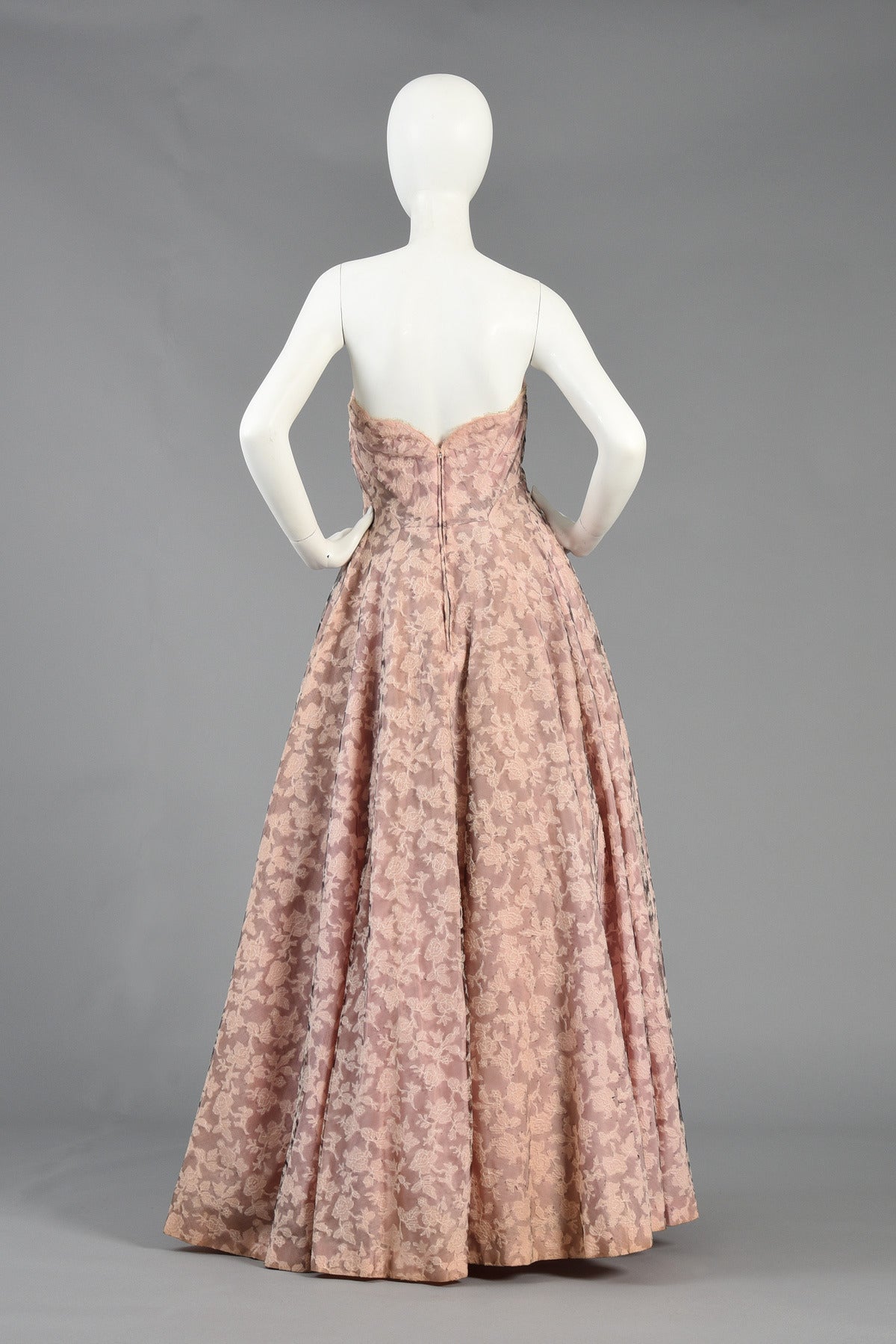 1950's Nettie Rosenstein Lace Evening Gown For Sale 4