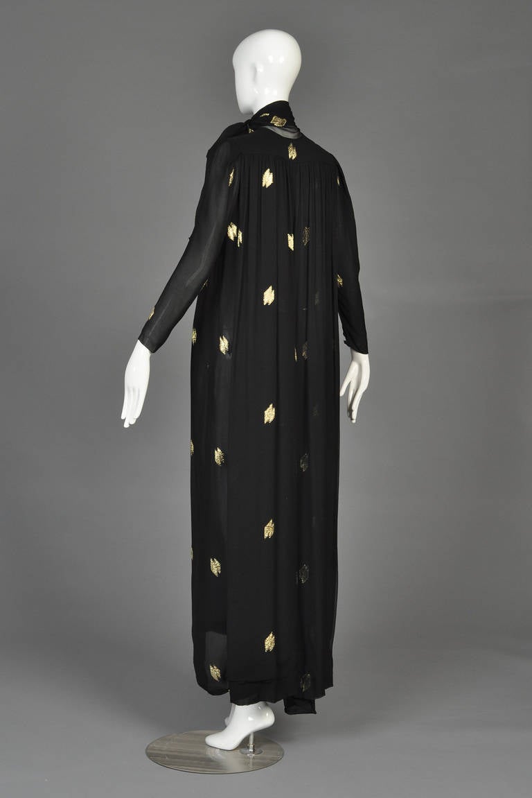 1970s Christian Dior Paneled Silk Gown with Scarf 3