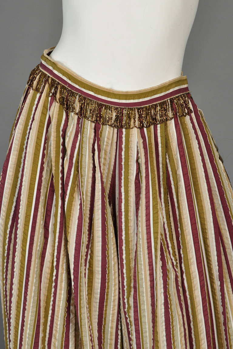 Women's Giorgio Sant'Angelo 1970s Striped + Beaded Balloon Pants For Sale